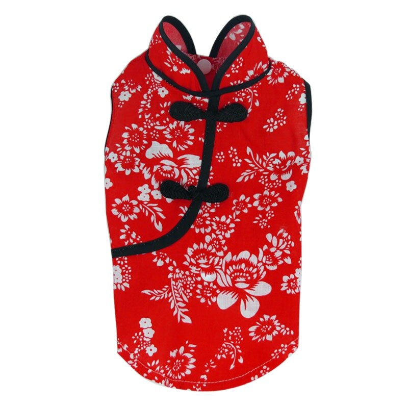 Chinese Year Dog Clothes Tang Suit Cat Chinoiserie Cheongsam Red Clothes Chinese Costume Pet Clothes: S / Black