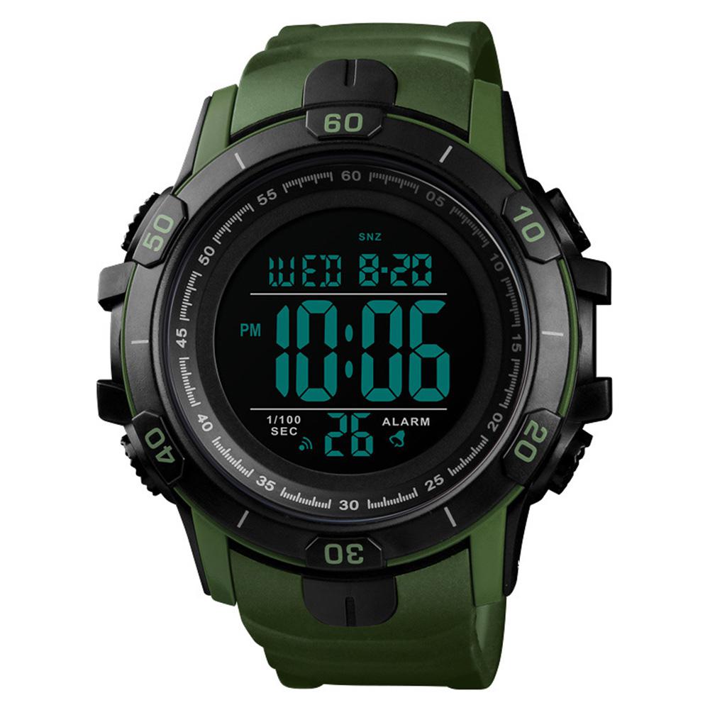 Skmei 1475 Man Horloge Outdoor Sport Digitale Display Waterdicht Horloge Night Lichtgevende Alarm: ArmyGreen