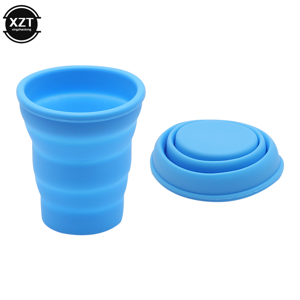 200 ml tragbarer faltbarer Silikon-Wasserbecher für den Außenbereich, hitzebeständig, teleskopisch, faltbar, faltbar, für Reisen, Camping: Black