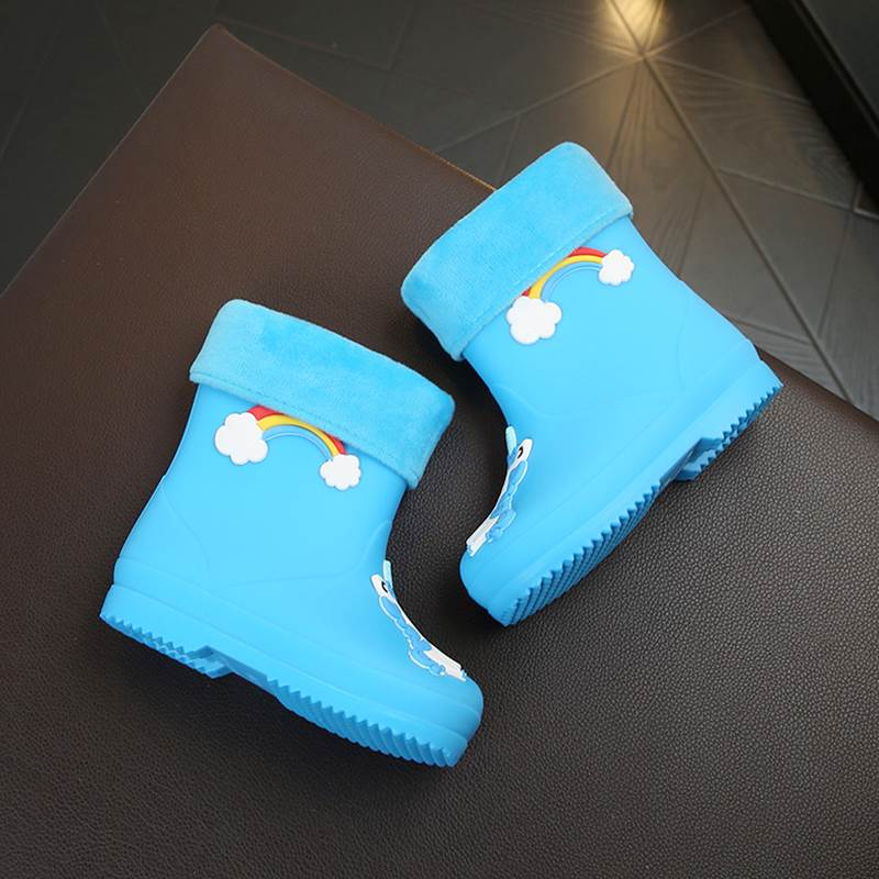 女の赤ちゃんレインブーツの子供ラバーレインブーツ防水ノンスリップ子供 Rainboots ピンクユニコーン四季リムーバブル