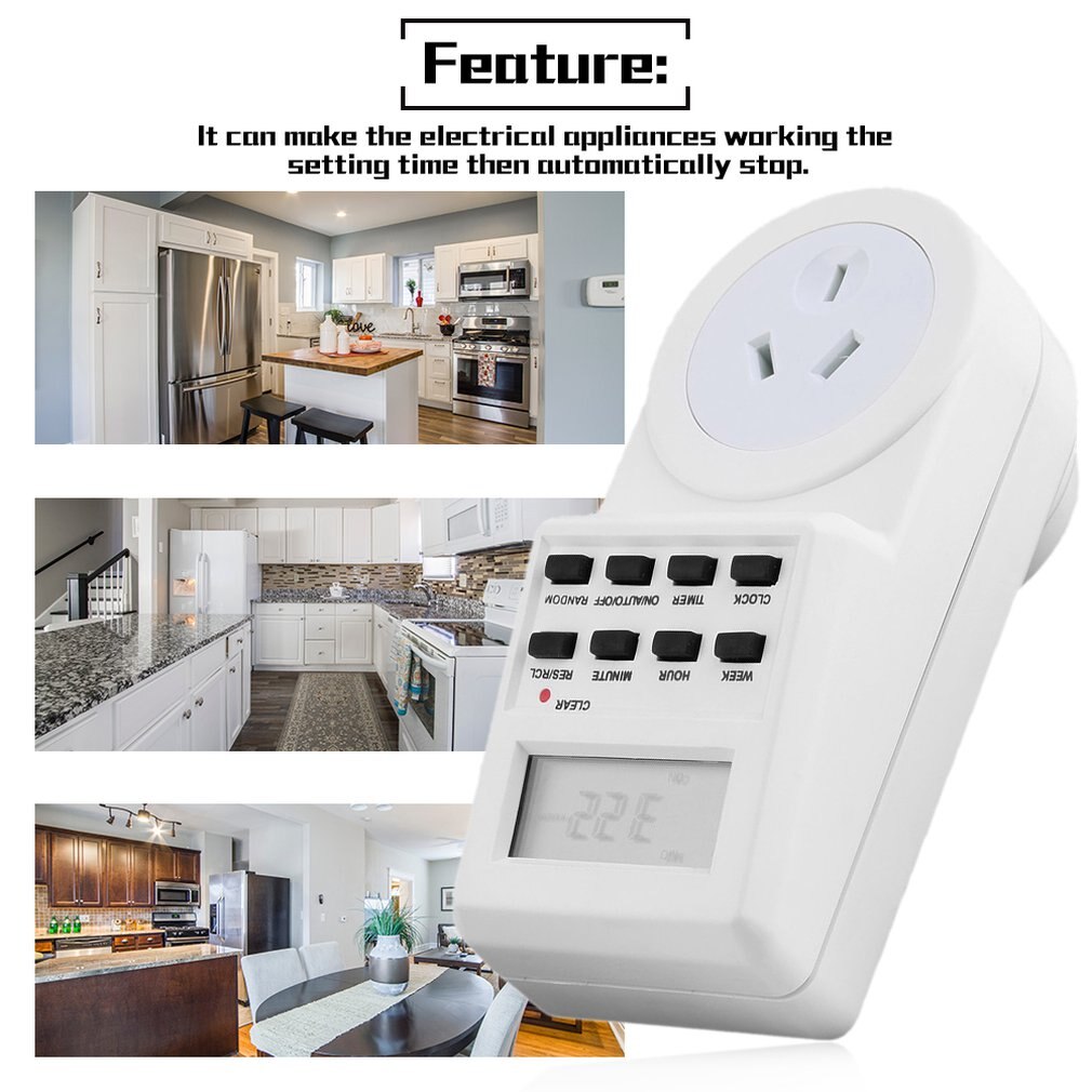 Neue 7 Tag Digitale Elektronische LCD-Plug-in 12/24 Stunde Timer Schalter Steckdose AU Stecker High