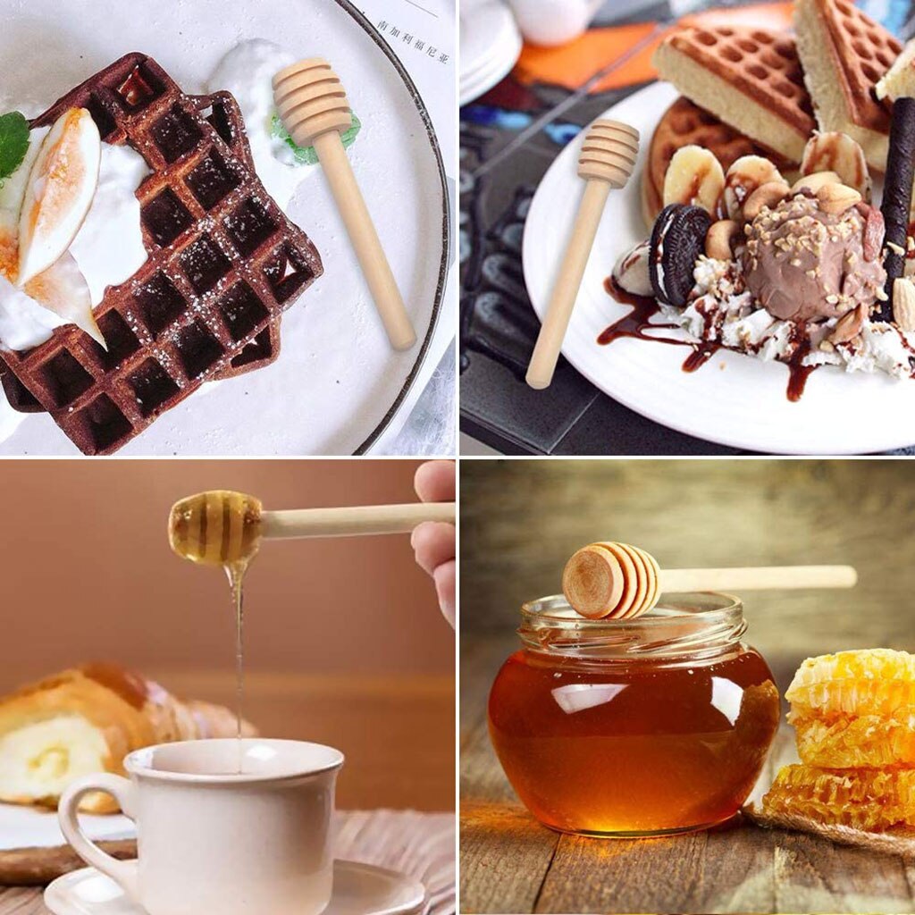 24Pcs Honey Dipper Sticks, Wooden Honeycomb Stick, Mini Honey Stirrer Stick for Drizzle Honey Melted Chocolate, Caramel
