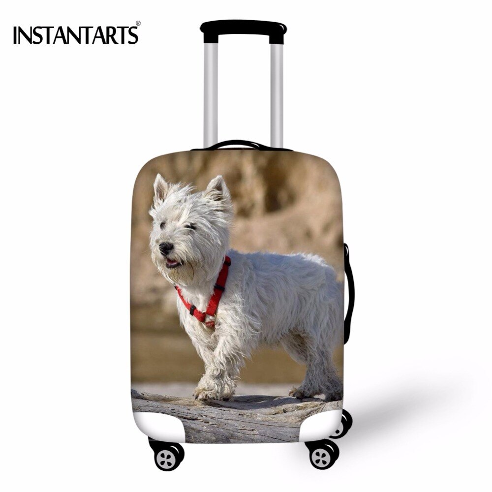 Instantarts west highland white terrier print kuffert beskyttelsesbetræk elastiske bagagebetræk gælder for 18-30 tommer rejsetaske