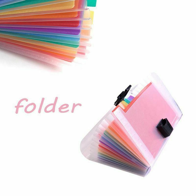 NoEnName 13 Pocket Folder Office Expanding File Colorful A6 File Organizer Storage Document Lot Bag