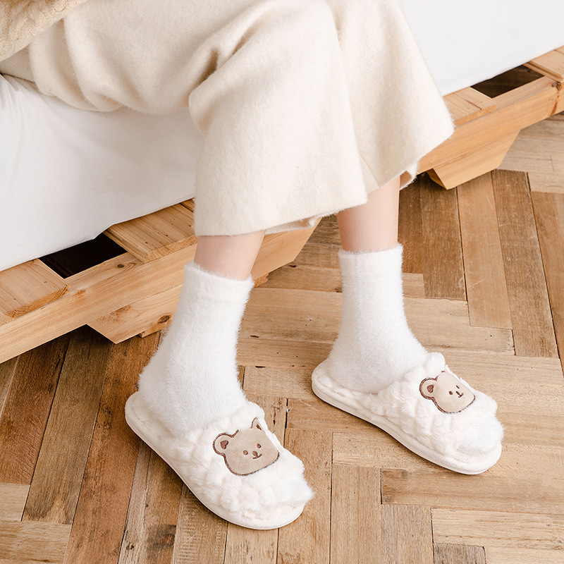 Mulheres meninas grossas cinco dedos meias inverno quente colorido coral velo fofo toe meias macio cozy hosiery chinelos de assoalho feminino