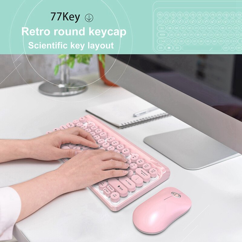 2.4G Wireless Keyboard Mouse Combo 84 Round Keys Cap Mechanical Keyboard with Ergonomics Mouse Kit for PC Laptop: Other