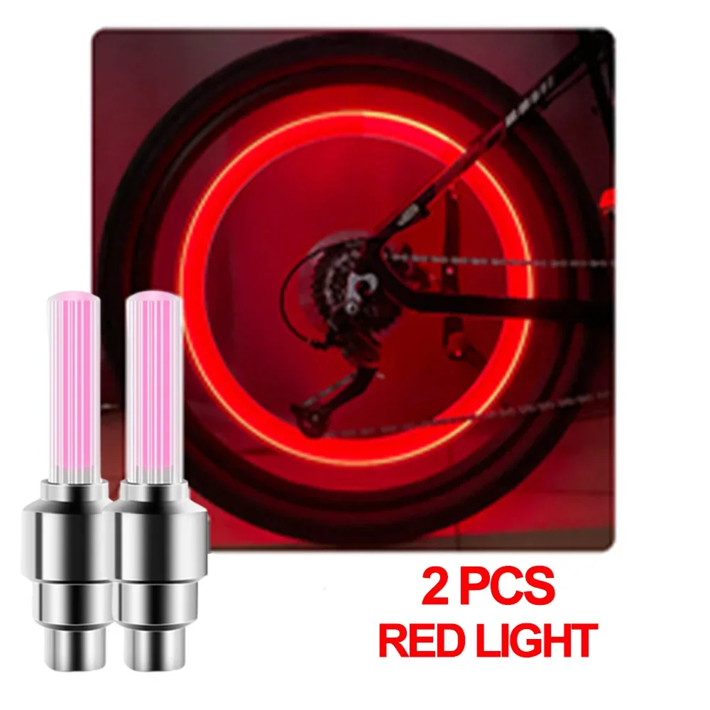 2 STKS Neon Bike Spaaklicht Mini LED Fiets Achterlicht MTB Wiel Band Nozzle Ventieldopjes Lamp Fietsen Waarschuwing Hoofd Achter: Black