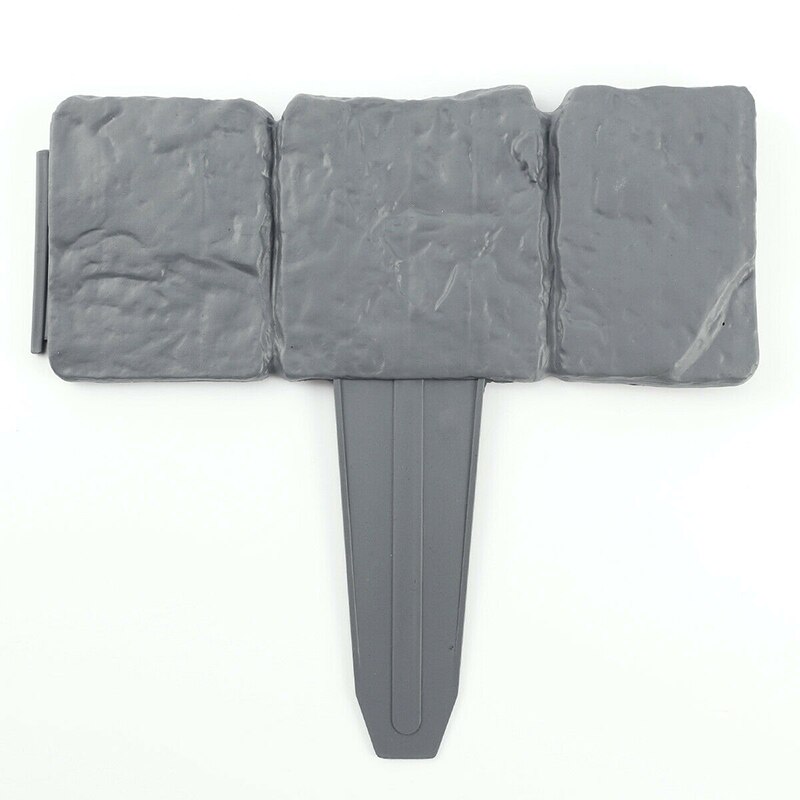 10pcs Gray And Brick Garden Fence Edging Cobbled Stone Effect Plastic Lawn Edging Plant Border Corrosion Lawn DIY Decoration: Default Title