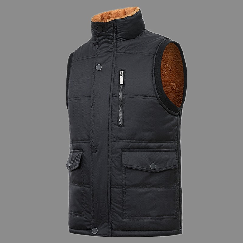 Chaleco clásico multibolsillo para hombre, chaleco de trabajo liso sin mangas para hombre mayor, chalecos de trabajo, chaqueta gruesa de terciopelo: XXS