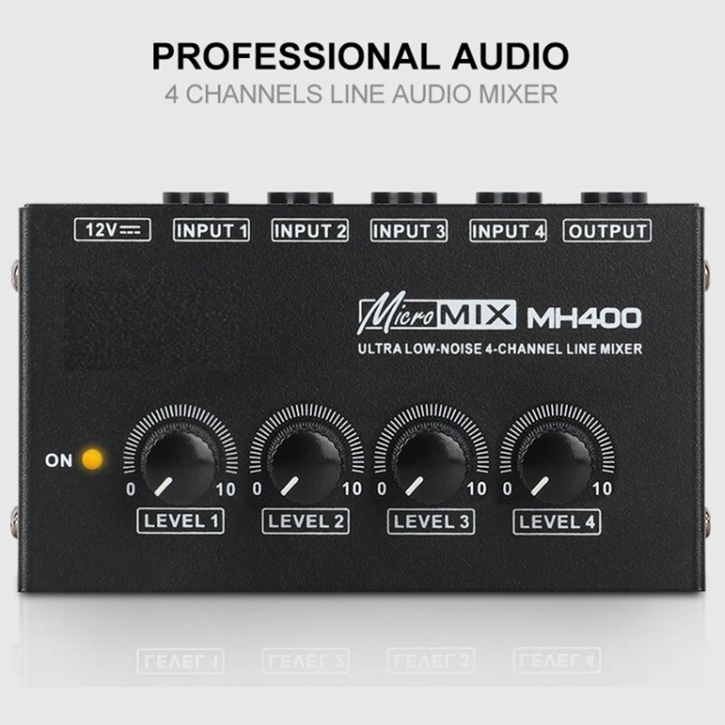 4 Channel Sound Mixer Ultra Low-Noise o Sound Mixer Amplifier for Keyboards,Musical Instruments EU Plug