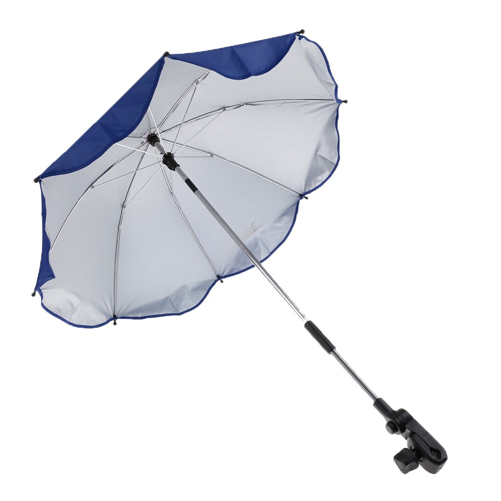 Foldable Summer Outdoor Beach Sunshade Umbrella Sun Protection Parasol Shelter All-weather with Universal Clamp Travel Anti-UV: Royal Blue
