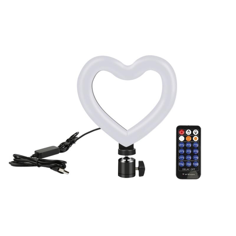For Photography Video Fill 6 Inch Heart-shaped Dimmable Ring Light For Live Makeup Mini Led Camera Ring Lights: Default Title