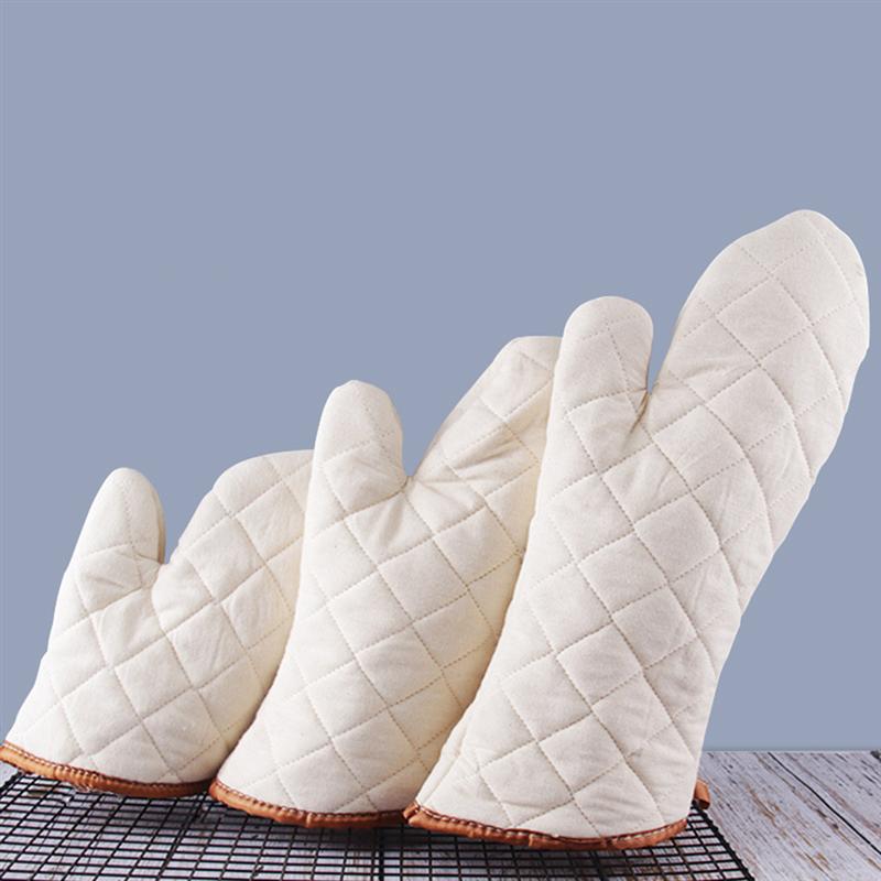 2 piezas de tela de algodón blanco guantes resistentes al calor cocina horno manopla utensilios de cocina para restaurante casero