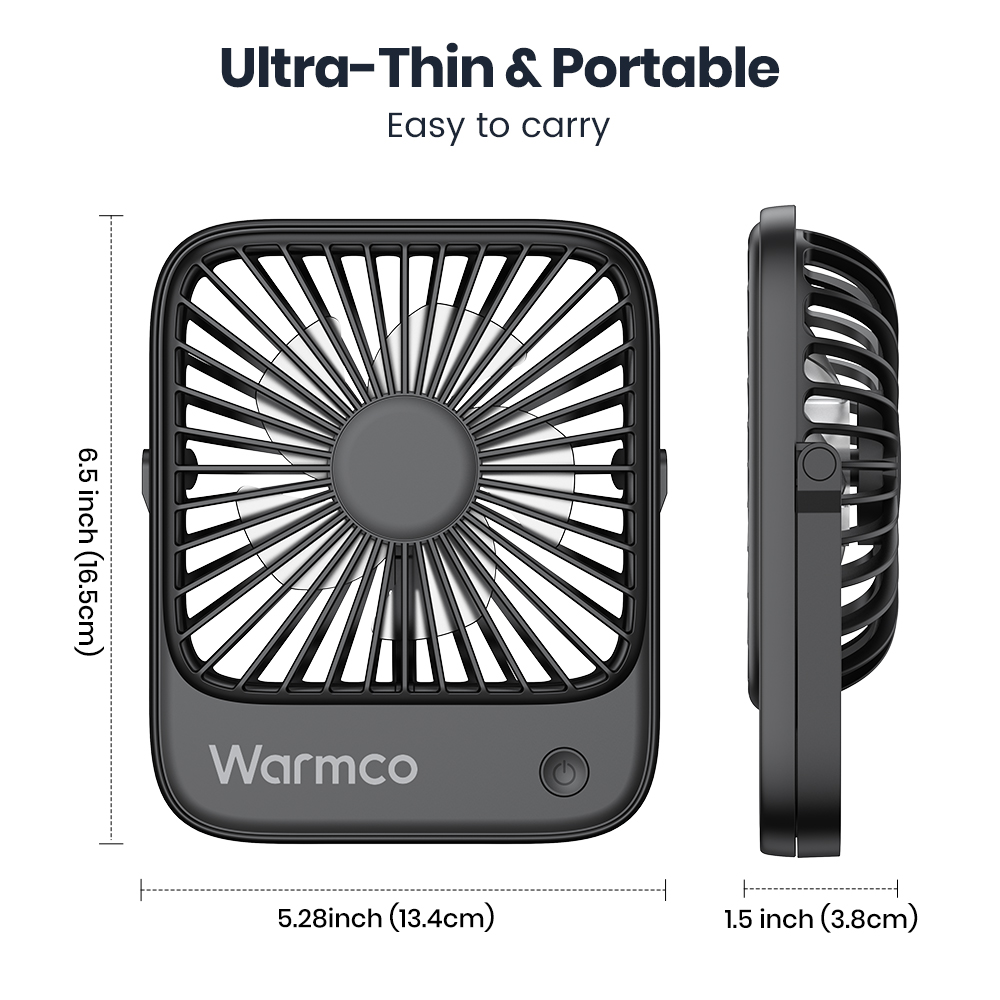 Warmco mini usb-bordventilatorer bærbar usb-c skrivebordskøleventilator 3- hastigheder justerbar 180 ° rotation stille lille personlig ventilator til hjemmet
