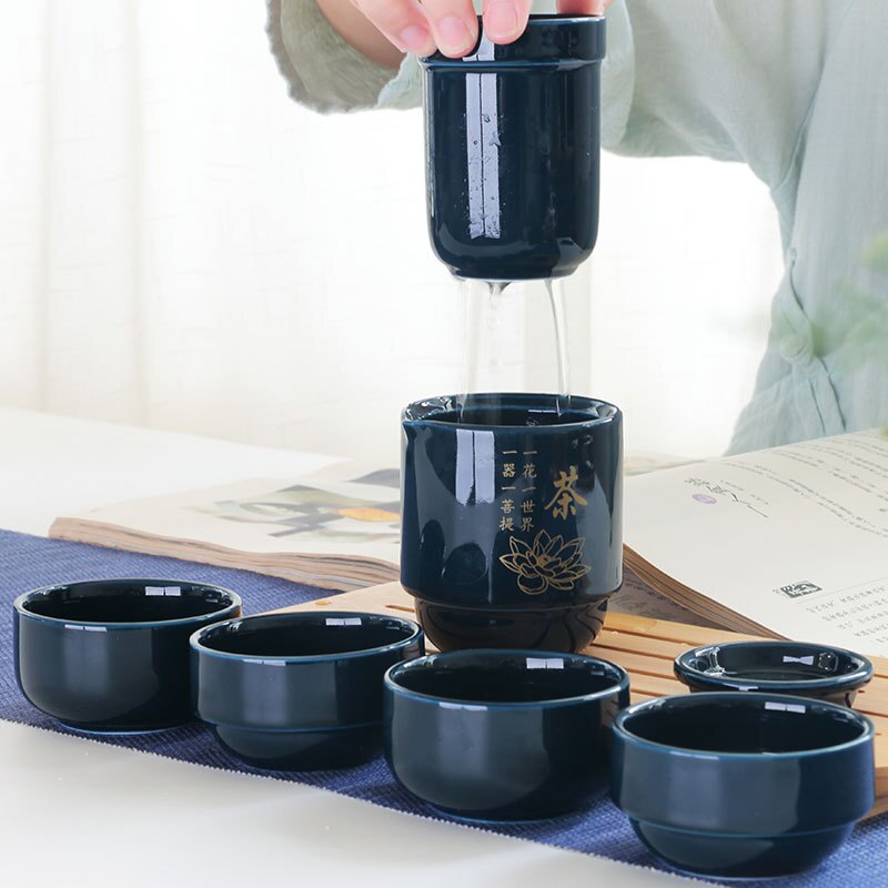Alta guality porcelana chinesa conjunto de chá portátil copos de chá para viagens com saco portátil viagem conjunto de chá garrafa cerâmica para ao ar livre
