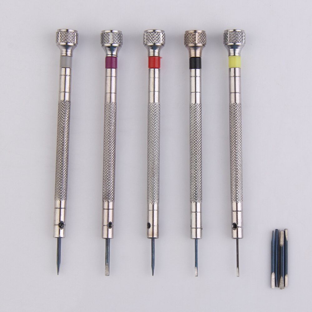 5 Pcs Alloy Steel Horloge Schroevendraaier Horloges Gereedschap Reparatie Kit Klok Multi Size Band Removal Mini Zilver Link Pins Horlogemakers tool: Default Title