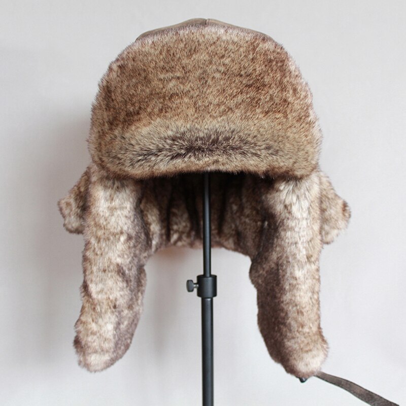 Daiwa Winter Bomber Hats Winter Fishing Men Warm Skiing Outdoor Hat with Ear Flap Pu Leather Fur Trapper Cap Earflap