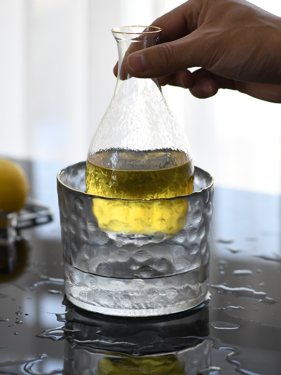 Japanese Style Glass Hip Flask Set Handmade Classic Household Sake Pot Superior Flasque Alcool Table Supplies EJ50HF