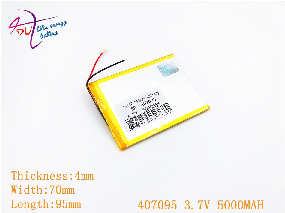 407095 3.7V 5000mah Lithium polymer battery For 7" Tablet Q88 A13,U25GT,Freeander PD10 3G,PD20 3G TV MTK6575,MTK6577