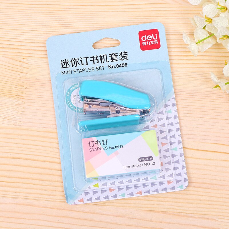 Mini Stapler 24/6 Plastic Stationery Set Kawaii Stapler Paper Office Accessories Mini Binder Stationary Set
