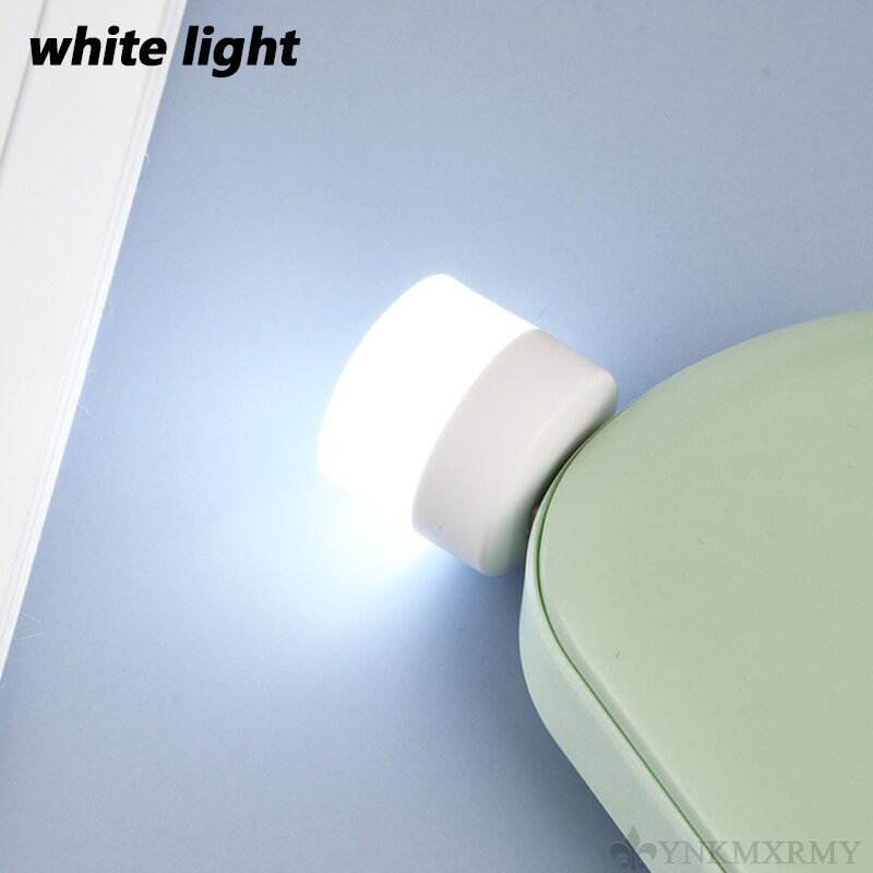 Usb Plug Lamp Computer Mobiele Power Opladen Usb Kleine Boek Lampen Led Oogbescherming Leeslamp Kleine Ronde Licht Nacht licht: White light