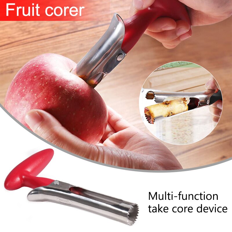 Køkken rustfrit stål twist core seed remover frugt pære æble corer værktøjer -35