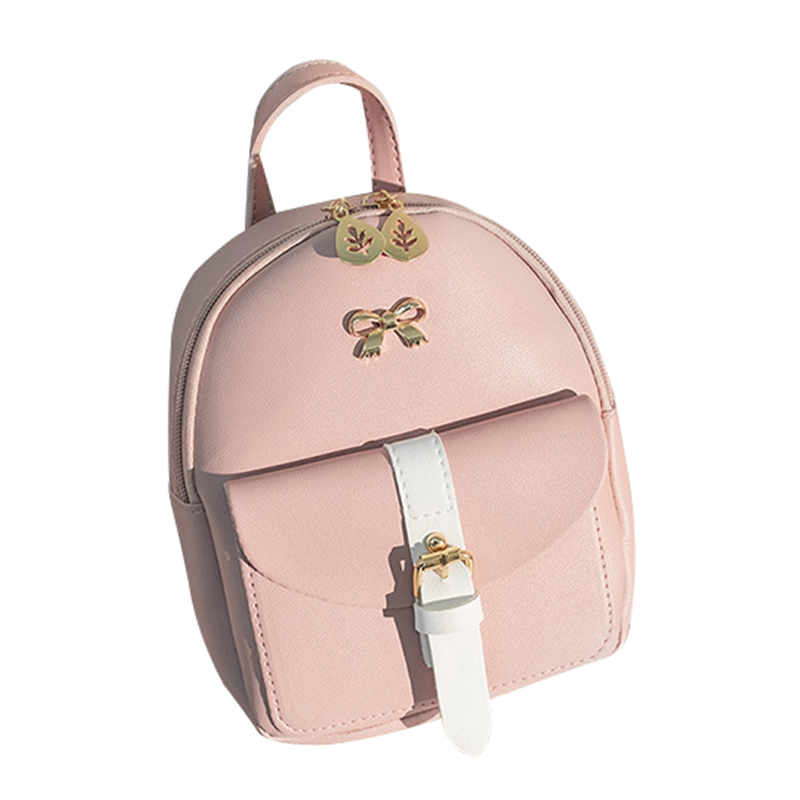 Femmes en cuir sac à dos enfants sac à dos Mini sac à dos femmes mignon lambrissé cartable pour adolescentes petit sac à dos pour voyage: Rose