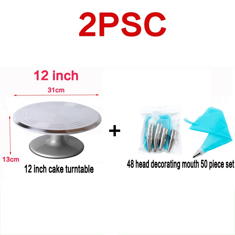 Birthday Cake Turntable Set 10 Inch 12 Inch Turntable Decorating Non-slip Silicone Mat Baking Cake Turntable: 12 inch set