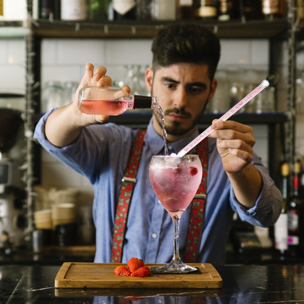 High Temperature Resistant Glass Stirring Rod Glass Stir Rod Shiny Glass Stick Glass Stirring Sticks for Stirring Home Bar Juice