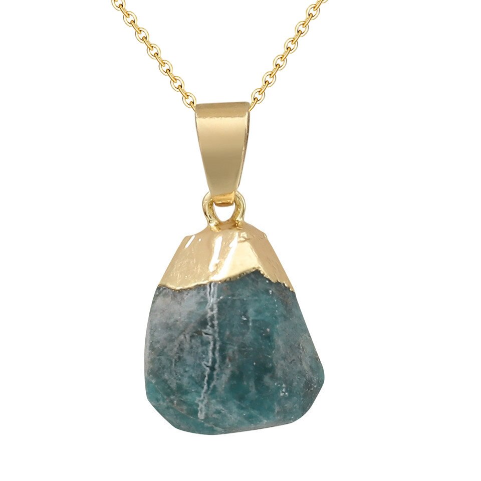 2020 di modo di Opal Pietra del Cubo Irregolare Collane di Cristallo Naturale Rosa di Cristallo Del Pendente Del Choker Della Collana Dei Monili Della Boemia per Le Donne: Blue apatite