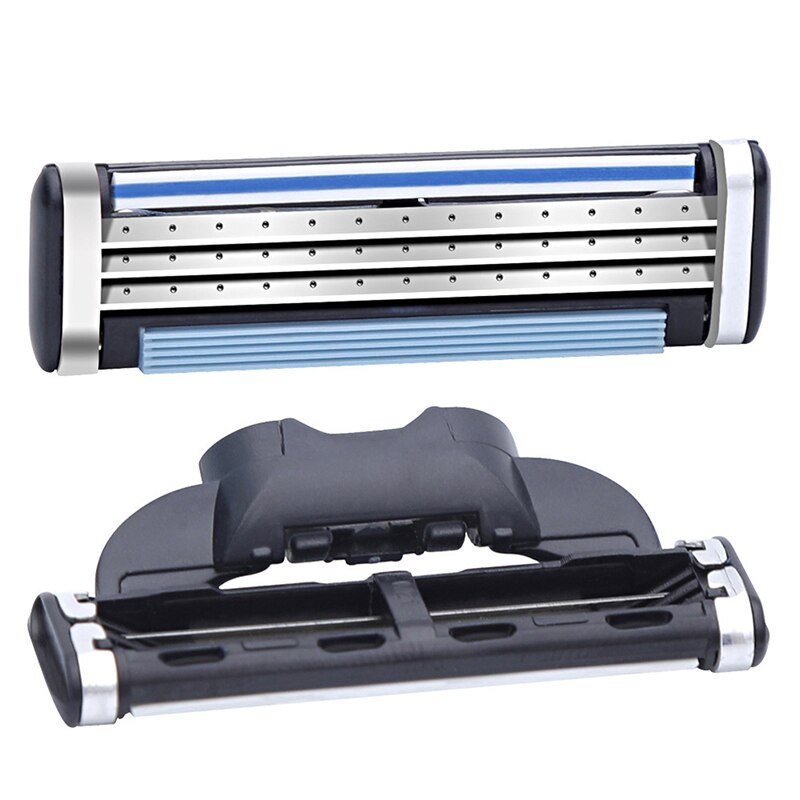 4 Stuks Mannen Veiligheid Scheermesjes 3 Lagen Scheren Cassette Rvs Veiligheid Bladen Baard Manual Scheerapparaat Vervanging hoofd