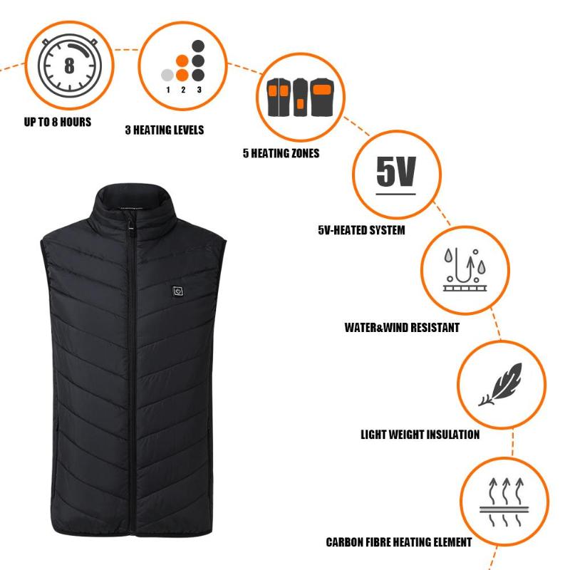 Slidstærk opvarmet vest klassisk delikat tekstur plus size elektrisk opvarmet vest termisk vest varmt tøj jakke
