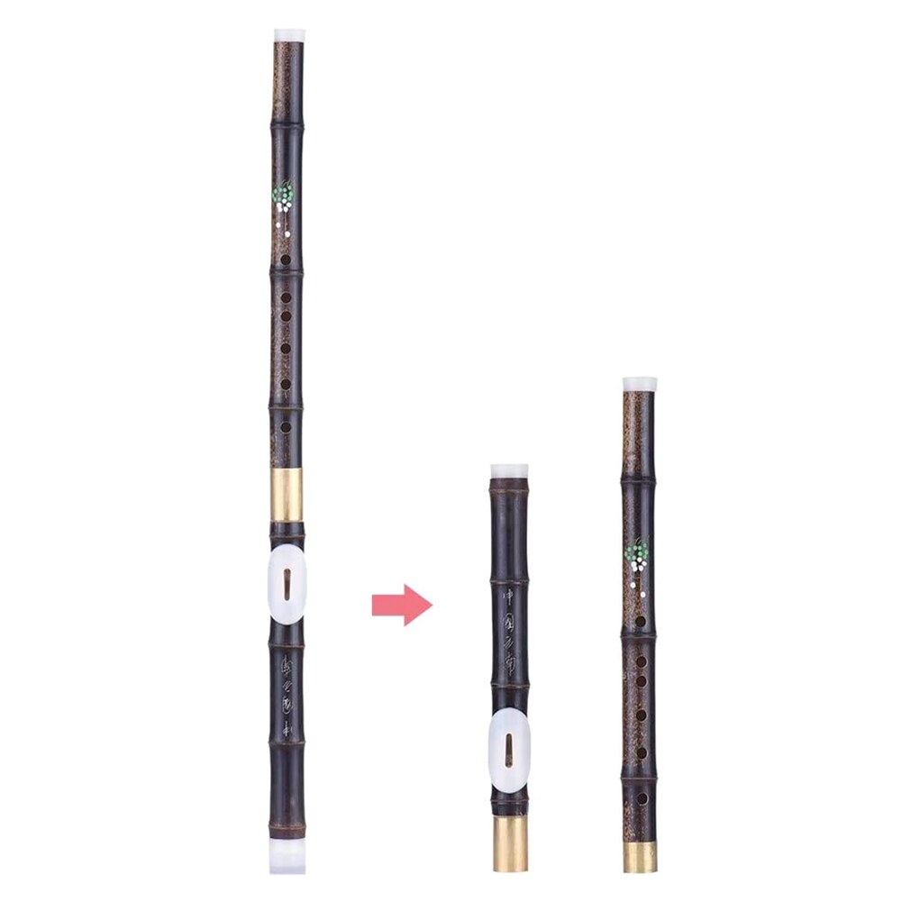 Detachable Natural Black Bamboo Bawu Flute Tube Chinese Ethnic Wind Instrument for Beginners Music Lovers GTune