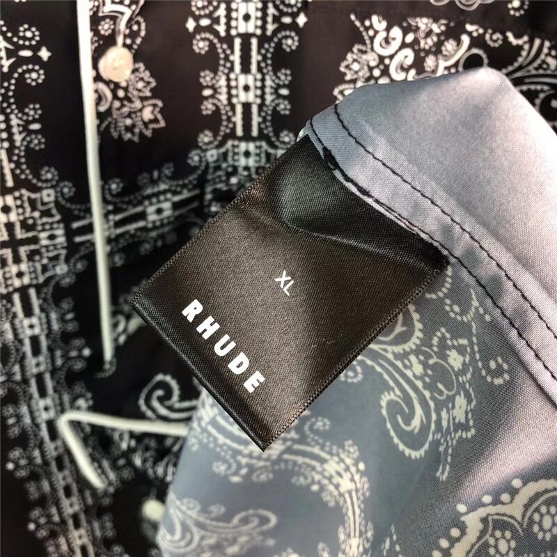 Original Brand Long Sleeve RHUDE Shirt Men Women High Cashew Flower Buttoned Tees RHUDE Shirts striped shirt clothing