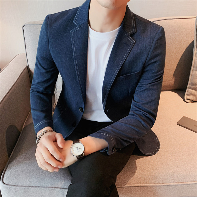 Traje de estilo coreano para hombre, chaqueta ajustada, vestido de , chaqueta de traje de Color blanco sólido, ropa de de , 2022