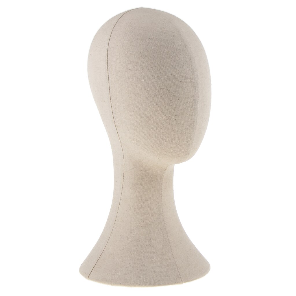 22&#39; Canvas Block Mannequin Head Wig Hat Making Glasses Holder Head Hat Hair Display Styling Mannequin Beige