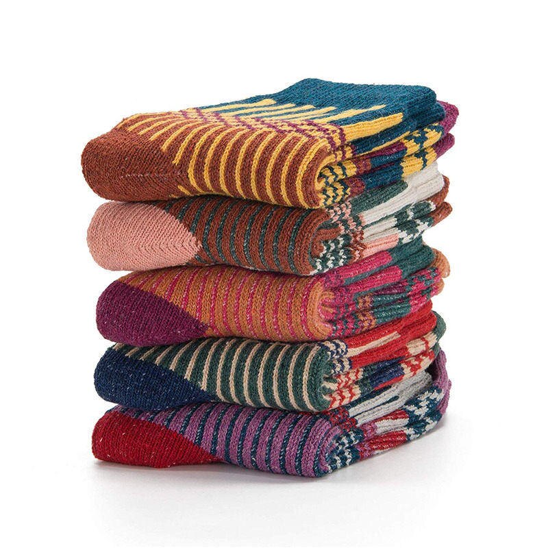5 paires de chaussettes chaudes en laine pour femmes, chaussettes d'affaires, épaisses, de , de , en coton, rembourrées, hiver
