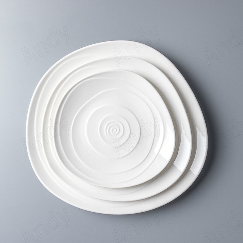 Modern Ceramic Plate Irregular Thread Decorative Western Restaurant Dessert Plates Home Breakfast Desktop Bread Pan