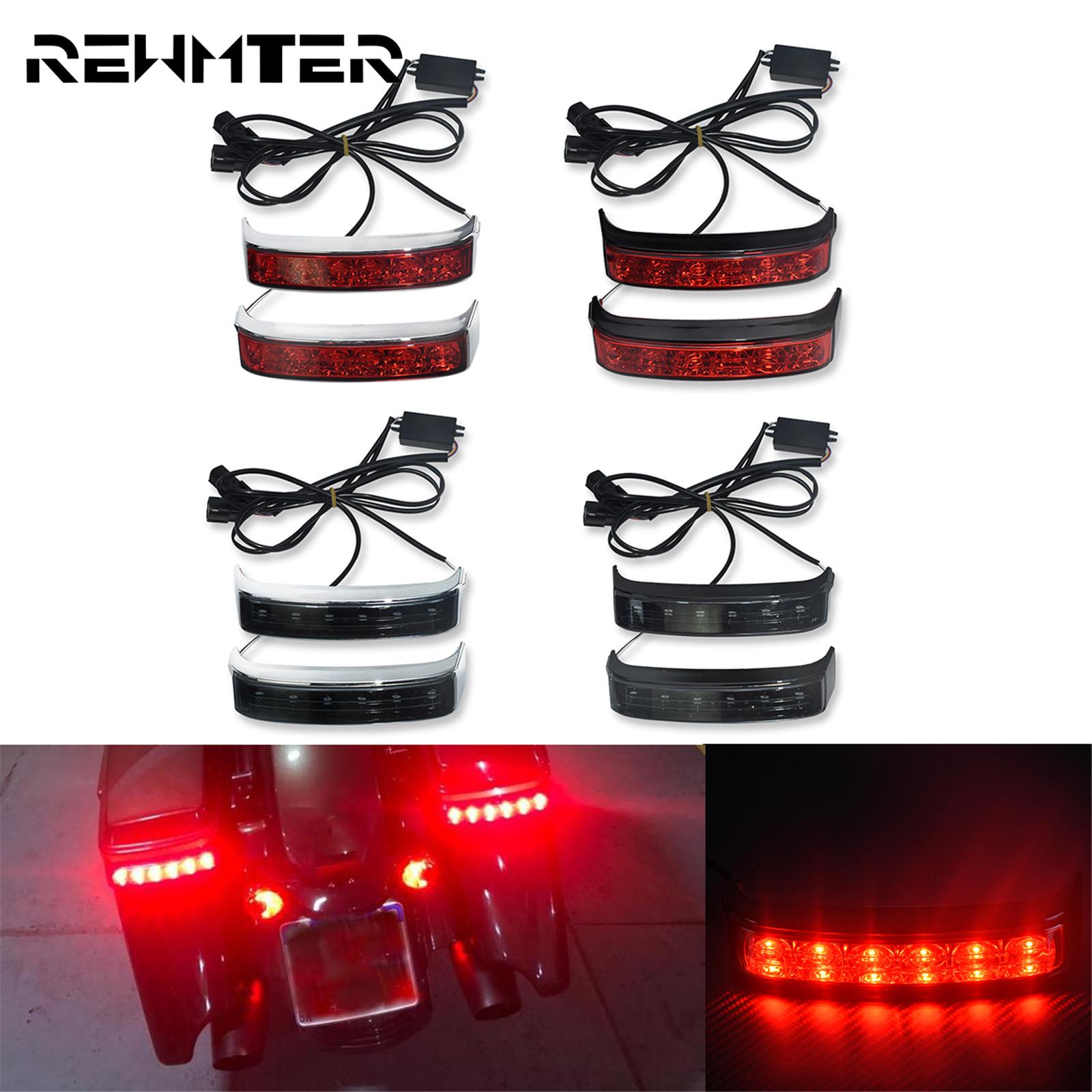 Motorcycle LED Saddlebag Run Brake Turn Signal Light Black/Chrome Housing Smoke Red Lens Lamp For Harley Touring Road King 14-21