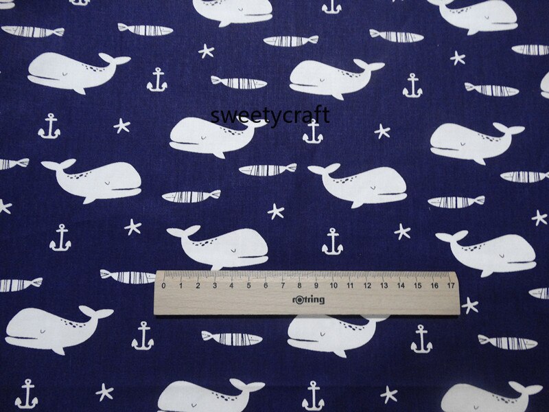 Baleine impression tissus à la main tela algodon bricolage couture Patchwork bébé robe lit sac couture vêtements tissu coton sergé tissus