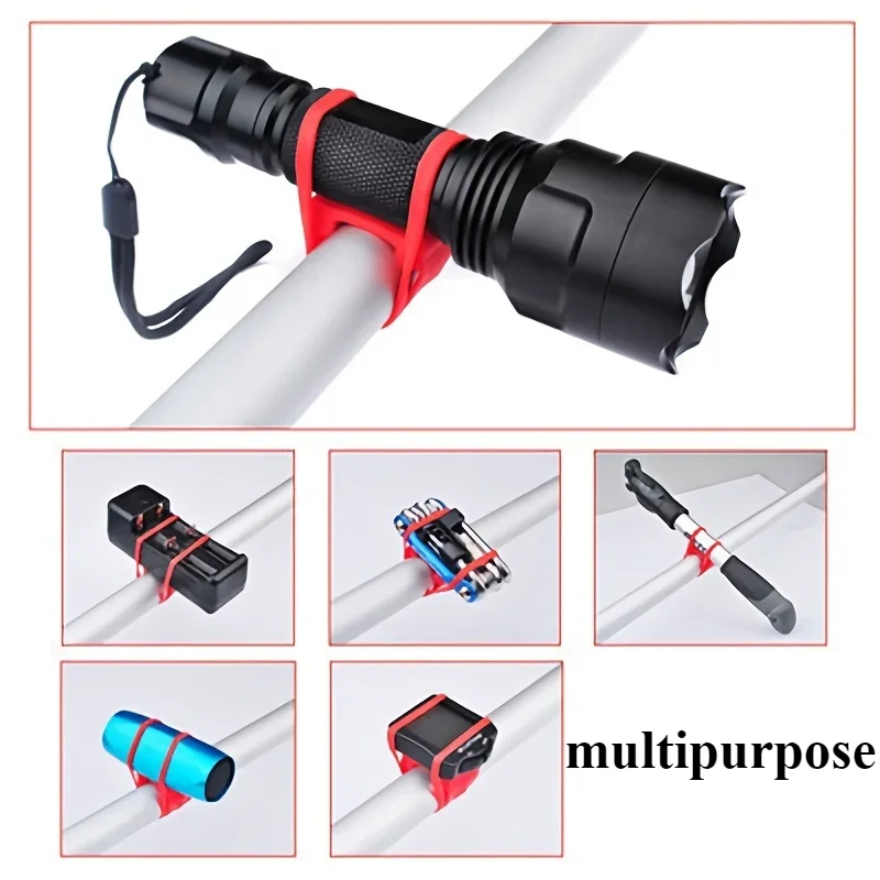 Correa de silicona para luz de bicicleta, manillar de bicicleta, soporte para linterna, correa de alta elasticidad, soporte de luz multiusos, corbata fija