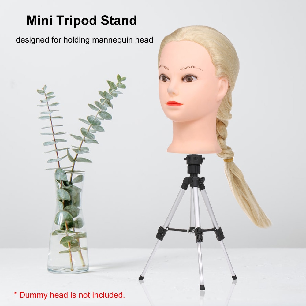 Mini pruik standaard, verstelbare driepoot standaard, haarverzorgingstraining mannequin hoofd houder, trainingshoofd houder, nep hoofd mal standaard
