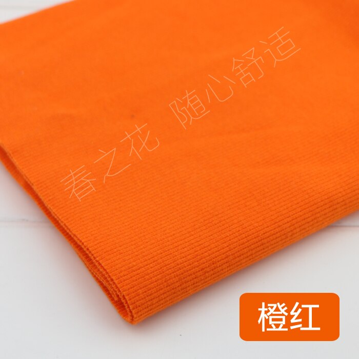 20X 100cm 2x2 Cotton knitted rib cuff fabric stretchy cotton fabric for DIY sewing clothing making accessories fabric: Orange