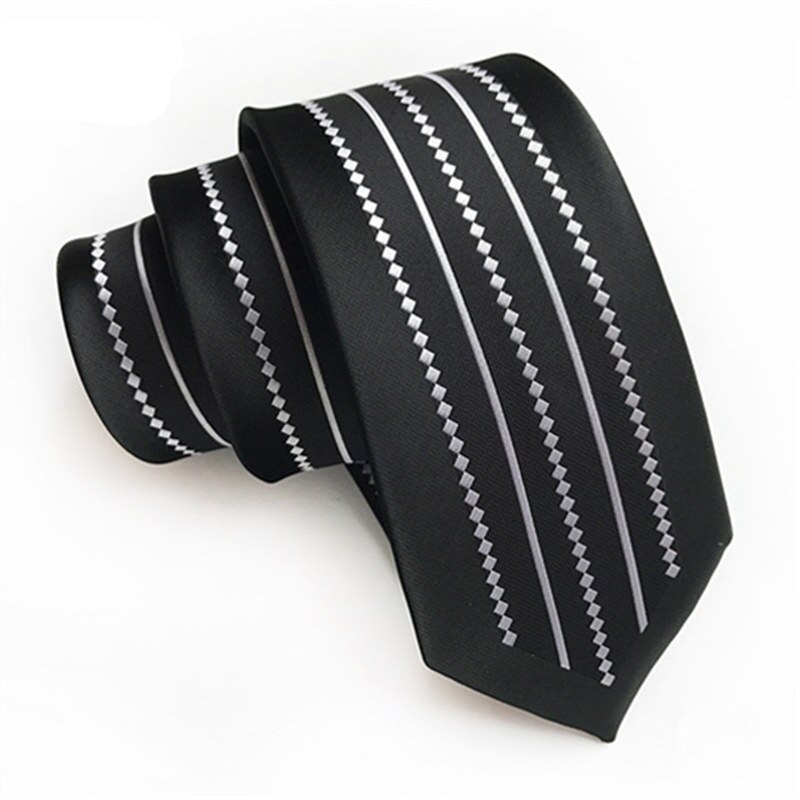 6cm Striped Narrow Ties For Men F tie Wedding Suit Gravata Black Polyester Cravat Necktie Party Business Neck Tie