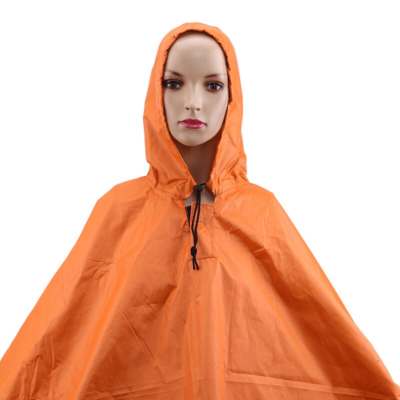 3 in 1 multifunktions voksen regnfrakke mandlig kvindelig udendørs rygsæk regntæppe til camping vandring regntøj vandtæt poncho: Orange