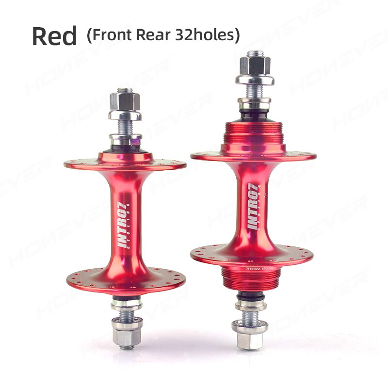 INTRO7 Bicycle Fixed Gear Hubs Front Rear 20H 24H 32 Holes Lightweight Sealed Bearing Fixie Bike Track Hub Bicycle Parts: Red 32 32