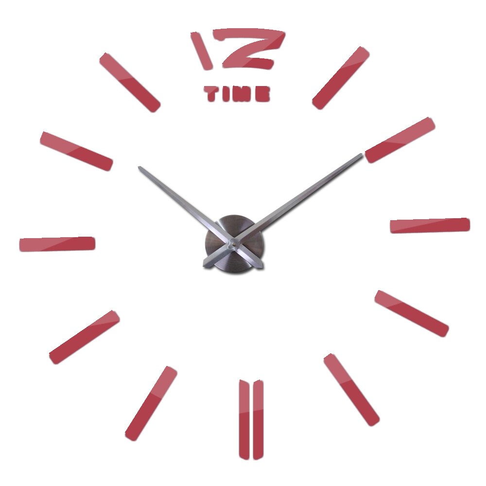 Ur ure horloge ur akryl spejl wallstickers ægte kvarts stue moderne 3d diy klokke: Rød / 47 tommer
