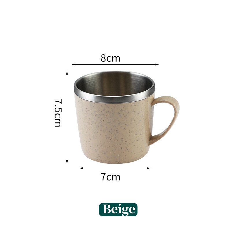 Tazas de acero inoxidable antiescaldado de doble capa, mango de plástico, taza para café, leche, té, bebidas, taza de agua para el hogar y la Oficina: Blanco