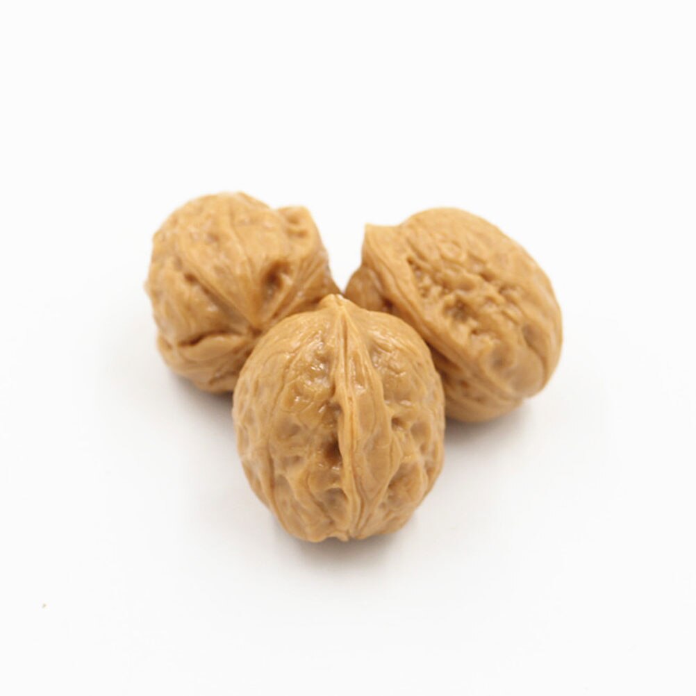 4Pcs Plastic Walnut Models Simple Cabinet Walnut Decors Photo Props Simulated Walnut Models