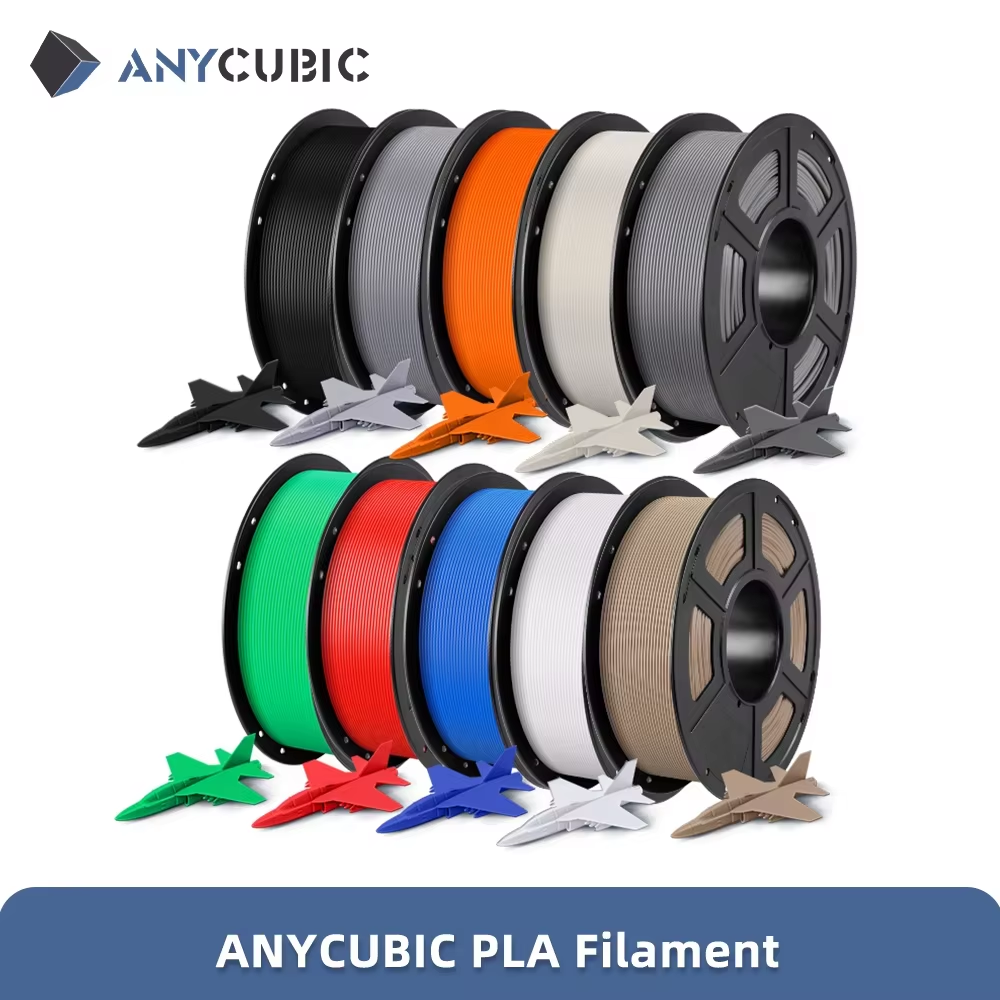 ANYCUBIC-filamento PLA Multicolor para impresora 3D, Material consumible de goma de plástico, 1,75mm, 1 kg/rollo, FDM, Kobra